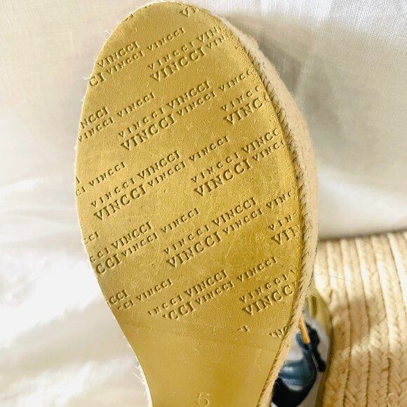 Denim Jute Wedge Ankle Strap Open Toe Espadrille Sandals - Picture 9 of 12